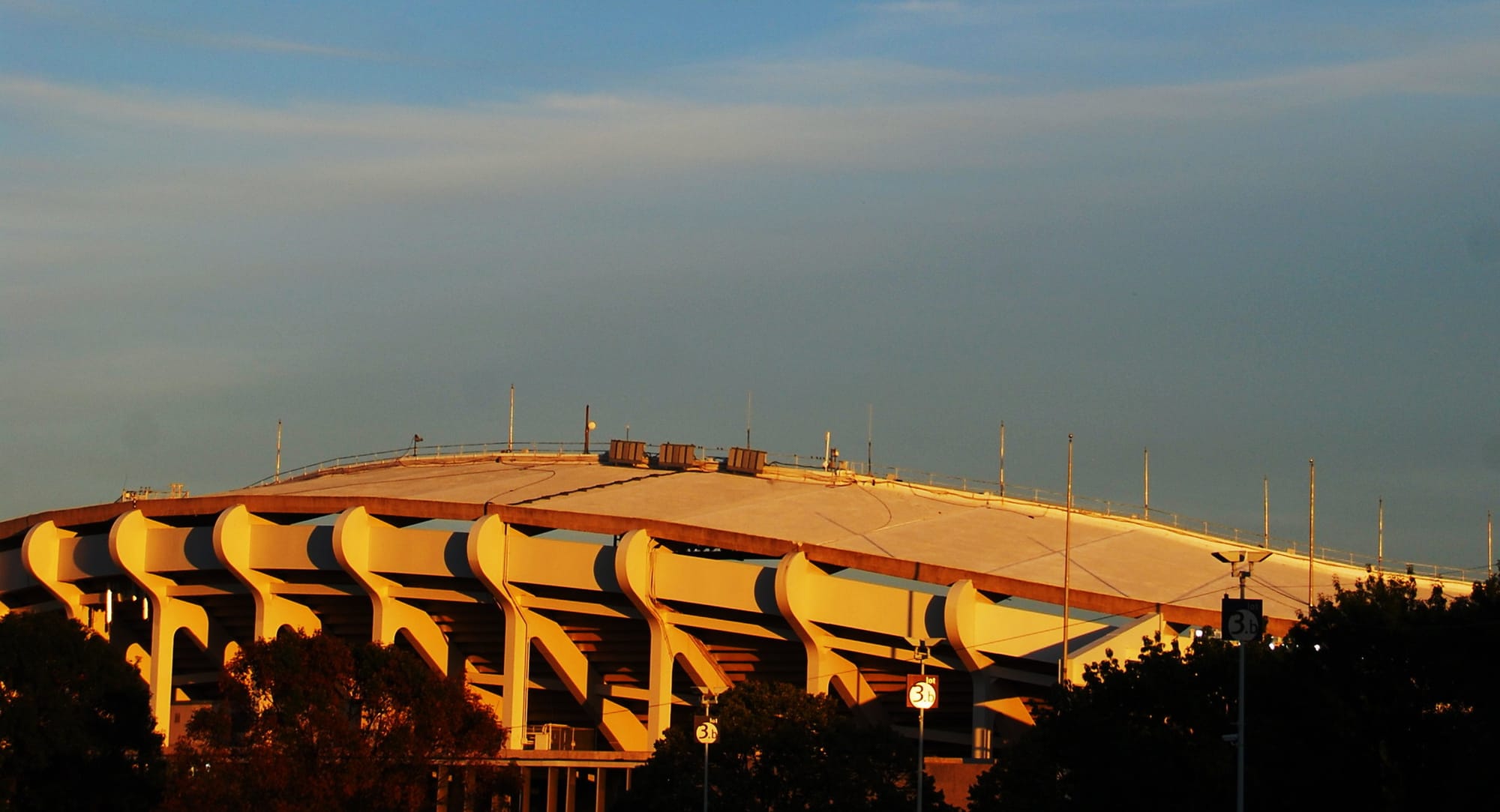 A view of the roof and exterior of RFK Stadium in Washington, D.C.