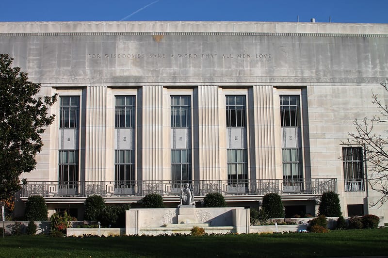 The outside of a large building in D.C.