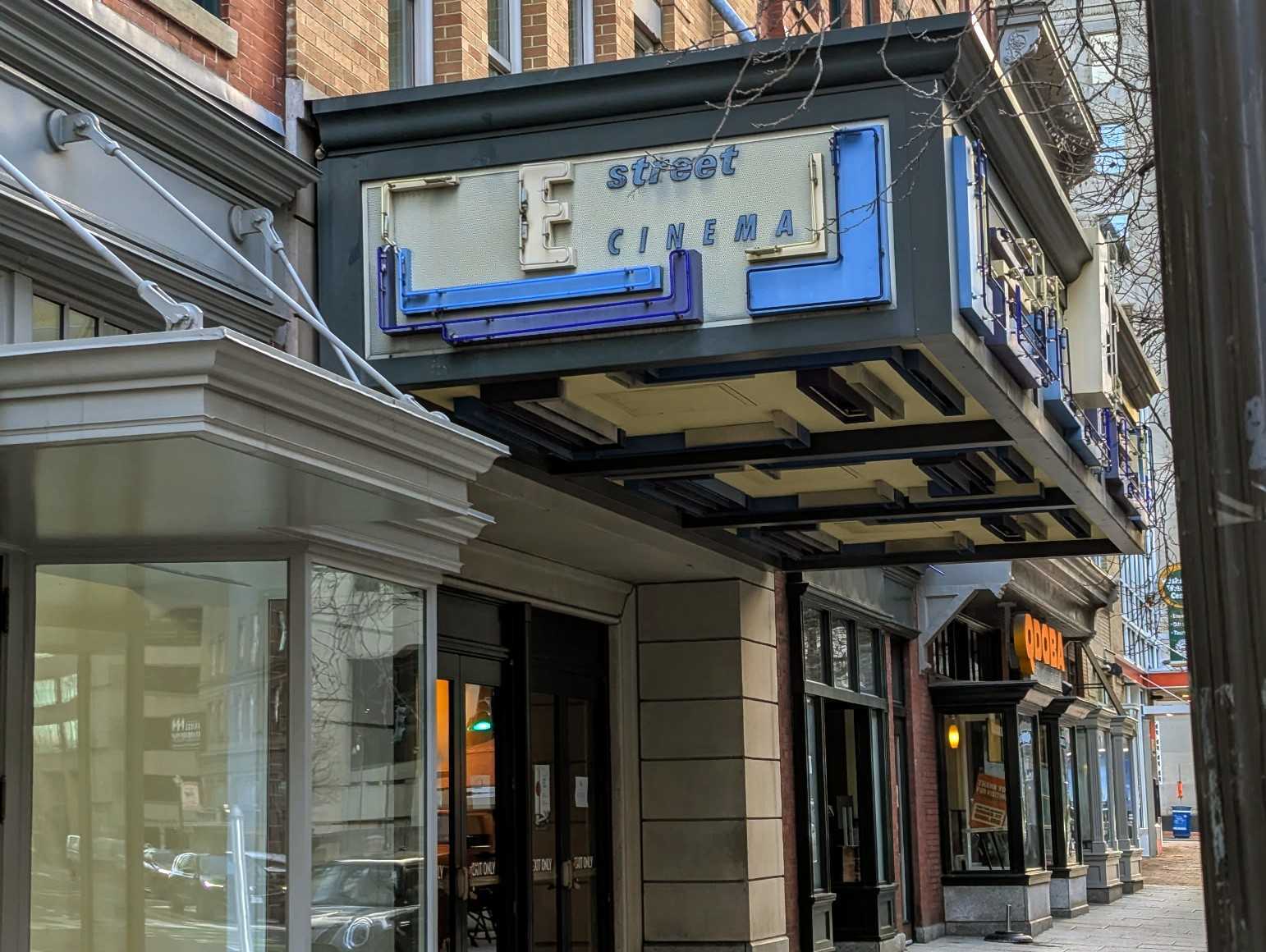 An image of a theater marquee that reads E Street Cinema