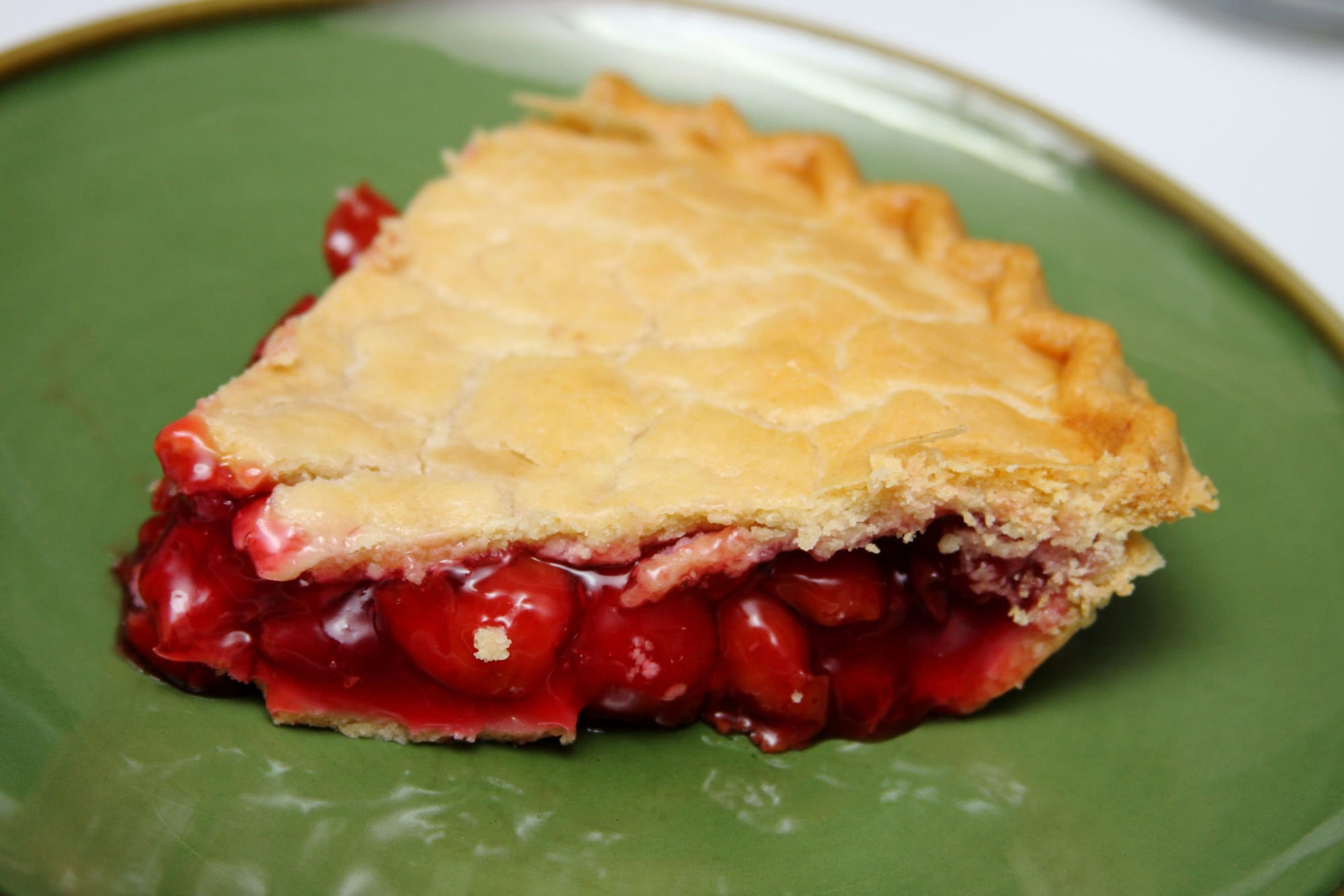 A slice of cherry pie. 