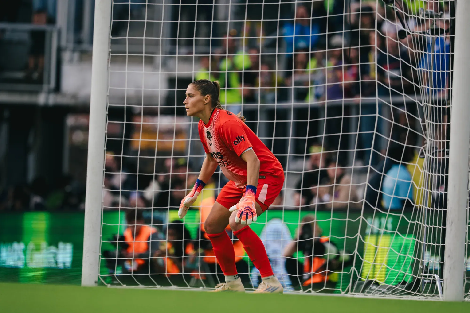 Goalie Aubrey Kingsbury on the field for the Washington Spirit.
