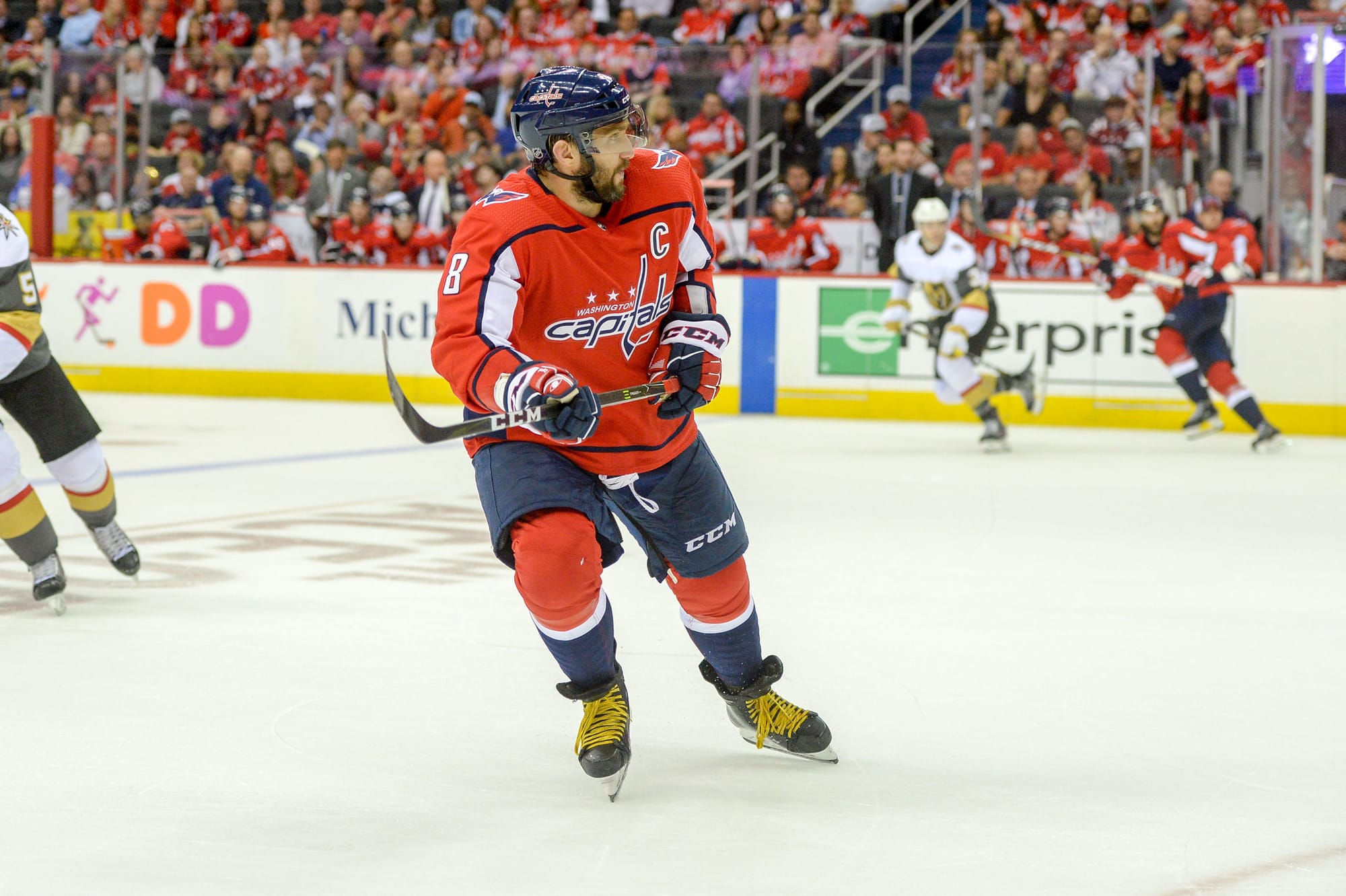 Capitals player Alex Ovechkin on the ice