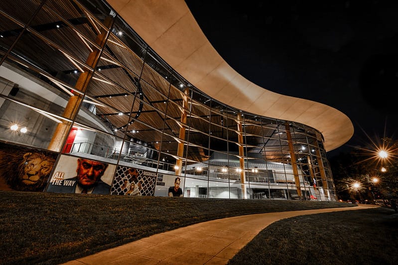 D.C.'s Arena Stage building at night.