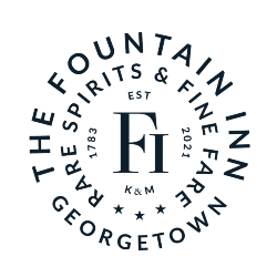 Logo: THE FOUNTAIN INN; Rare Spirits and Fine Fare; 1783; Est 2021; K&M; Georgetown