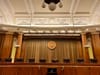 An image of the empty council dais in the Wilson Building.