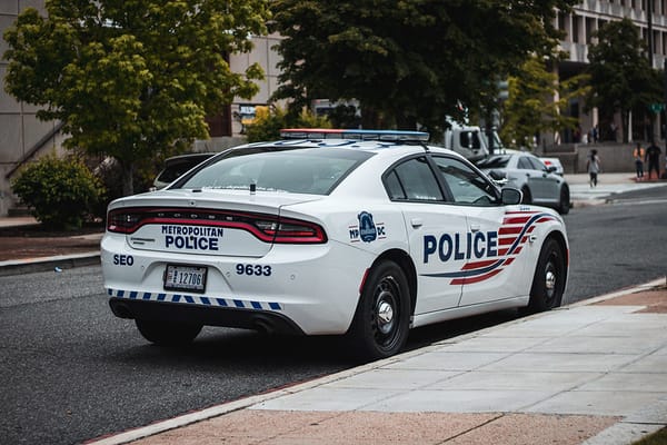 D.C. police car parked outside.