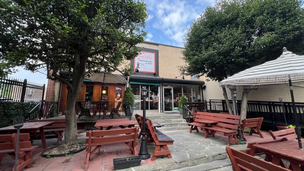 A patio out front of Sankofa Video Books & Cafe on Georgia Avenue. 